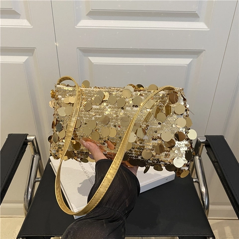 Borsa A Spalla Alla Moda Con Paillettes Per Donna Borsa Sottobraccio Luccicante Festa Sera Moda Piccola Borsa Quadrata