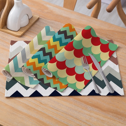 Tovagliette A Righe Geometriche Nordiche Cotone Lino Poliestere Resistente Al Calore Impermeabile Decorazione Tavola Rettangolare Moderna