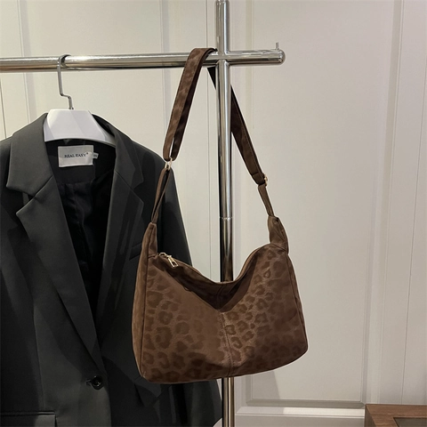Borsa A Spalla Con Stampa Leopardata Grande Capacità Borsa Hobo Tote Sottobraccio Con Tracolla Regolabile Fibbia In Metallo