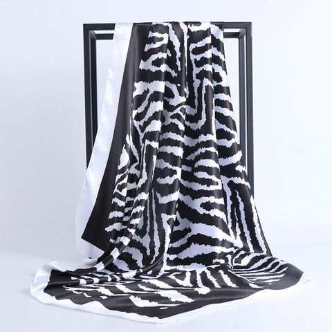 Donna Foulard Quadrato in Raso Stampa Leopardata Zebra Grande Sciarpa Bandana per Capelli Accessori Borsa Copricapo