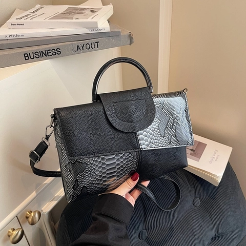 Borsa a Mano da Donna con Motivo a Serpente Elegante in Pelle PU con Manico a Tracolla Borsa a Spalla Quadrata per Festa Quotidiana Banchetto