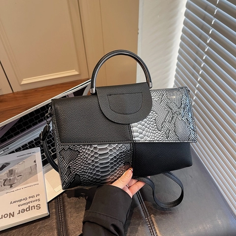 Borsa a Mano da Donna con Motivo a Serpente Elegante in Pelle PU con Manico a Tracolla Borsa a Spalla Quadrata per Festa Quotidiana Banchetto