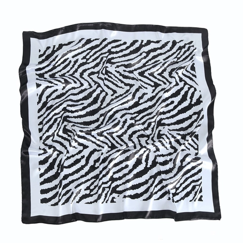 Large Square Scarf Zebra Print Satin Imitation Satin Elegant Fashion Hijab Head Wrap For Women