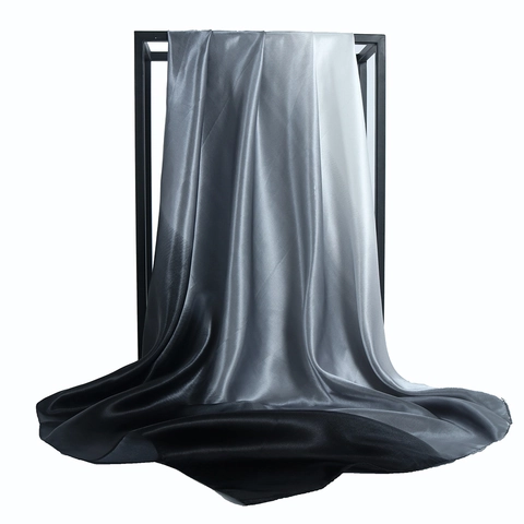 Gradient Satin Satin Scarf Large Square Headwrap Hijab Women African Style Retro Satiny Fashion Printed Neck Wrap