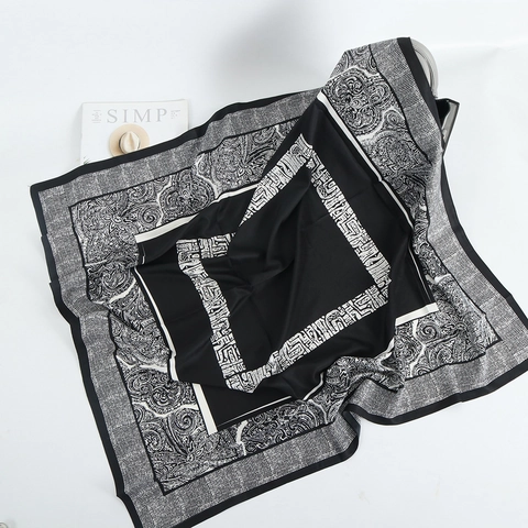Sciarpa Quadrata In Raso Di Twill Stampa Paisley Vintage Moda Bandana Per Donna Elegante
