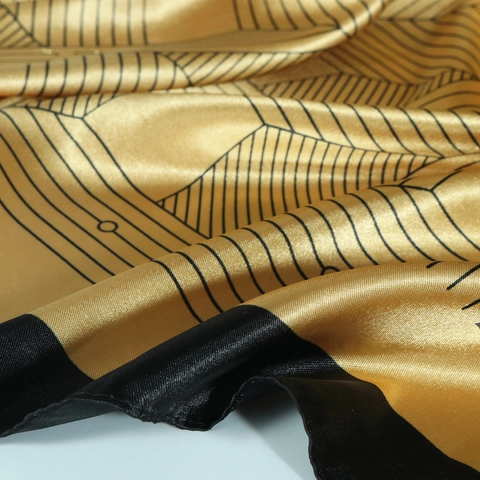 Foulard Carré En Satin Polyester Imprimé Géométrique Sensation Satin Doux Mode Cheveux Cou Pour Femme