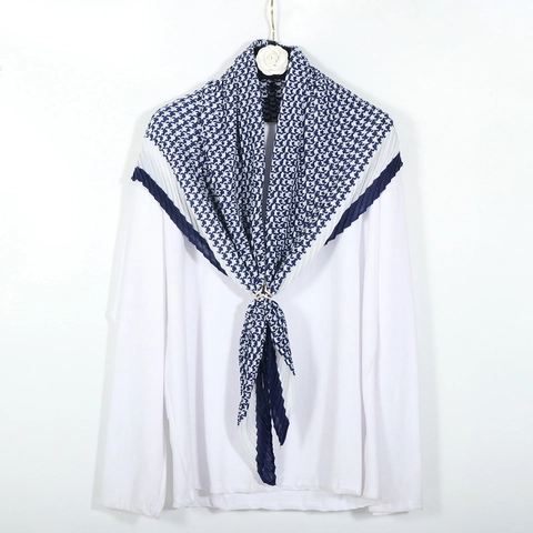 Carré De Satin Plissé Pied-De-Poule Coton Viscose Châle Froissé Pour Femmes Vintage Foulard Accessoire De Cou