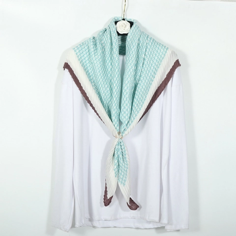 Carré De Satin Plissé Pied-De-Poule Coton Viscose Châle Froissé Pour Femmes Vintage Foulard Accessoire De Cou