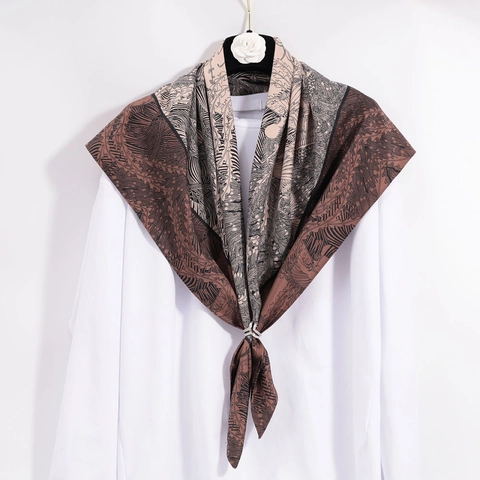 Großer Quadratischer Satinschal Damen Seidiges Gefühl Bedruckt Tropischer Dschungel Paisley Geometrisch Leichtes Tuch