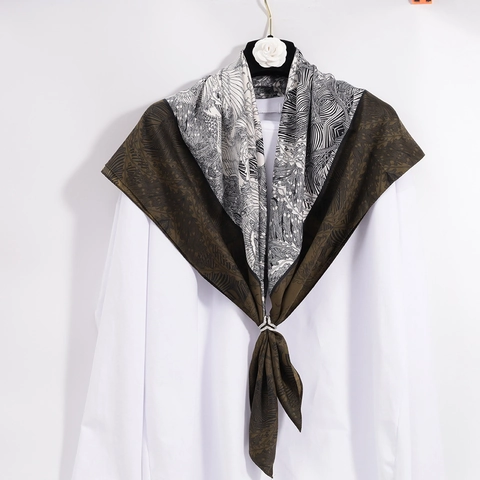 Großer Quadratischer Satinschal Damen Seidiges Gefühl Bedruckt Tropischer Dschungel Paisley Geometrisch Leichtes Tuch