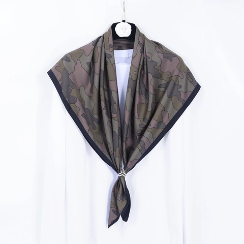 Camouflage Print Square Scarf Twill Satin Bandana Headscarf For Women Large Satin Like Accessory