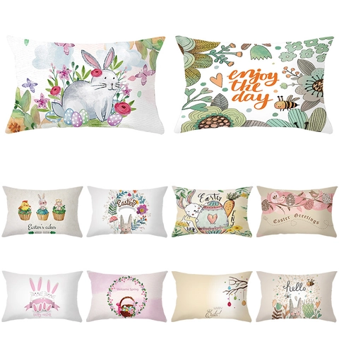 Ostern Hase Ei Druck Pfirsichhaut Taille Kissenbezug Dekorative Sofa Kissenhülle Home Holiday Party Ornament Zubehör