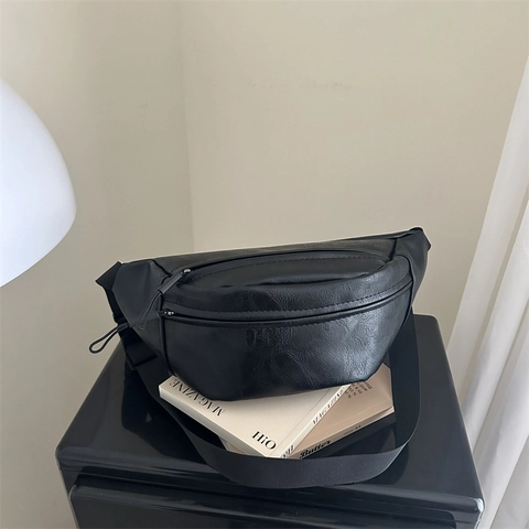 Marsupio in Pelle PU Vintage per Donna Uomo Borsa da Petto Minimalista Sport all'Aperto Moda Borsa a Tracolla per Cellulare