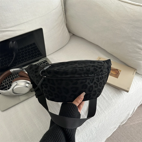 Leopard Print Chest Bag For Women Large Capacity Waist Fanny Pack Adjustable Strap Urban Casual Dumpling Shape Bag