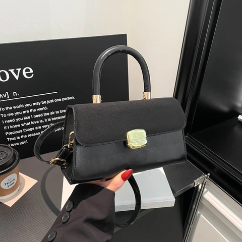 Damen Umhängetasche PU Leder Wildleder Patchwork Goldene Schnalle Umhängetasche Retro Elegant Täglich Büro Pendler Dame