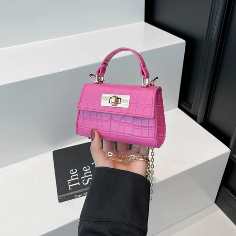 Borsa Quadrata Mini in Pelle PU Vintage Motivo Coccodrillo Serratura Oro Tracolla Catena Minimalista Piccola Borsa a Spalla Donna