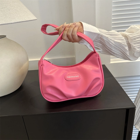 Borsa Hobo Da Donna In Pelle PU Con Pieghe Borsa A Tracolla Sottobraccio Mezzaluna Chic Minimalista Nicchia