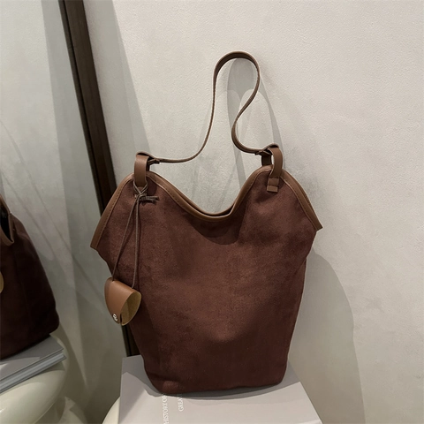Große Hobo Tasche Für Damen Minimalistische PU Wildleder Schultertasche Mit Mini Beutel Vintage Pendler Mode