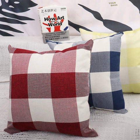 Nordic Minimalist Polyester Buffalo Plaid Pillow Case Decorative Square Rectangular Cushion Cover For Sofa Couch Home Decor