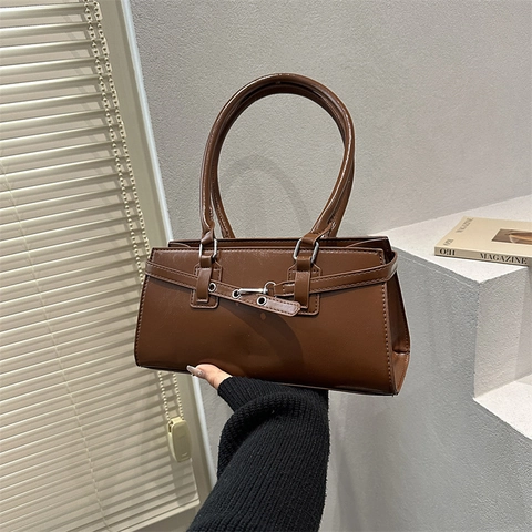 Sac À Épaule Vintage En Cuir PU Pour Femmes Sac Sous L'Aisselle Grande Capacité Rétro Minimaliste À Main