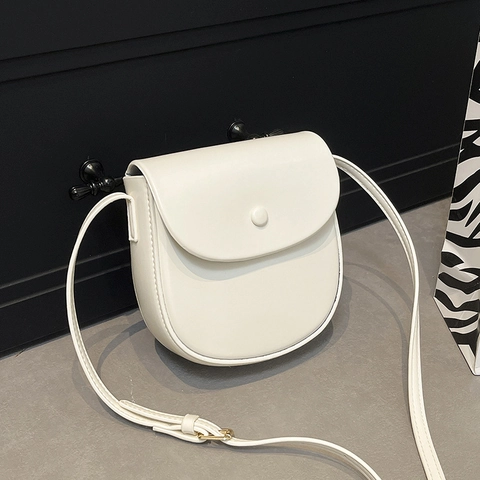 Borsa A Tracolla Borsa A Sella Donna Pelle PU Mezza Rotonda Retro Stile Coreano Ins Tracolla Regolabile Piccola