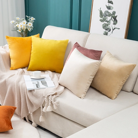 Samt Kissenbezug Weich Einfarbig Kissenhülle Für Sofa Couch Wohnzimmer Nordischer Stil Dekorative