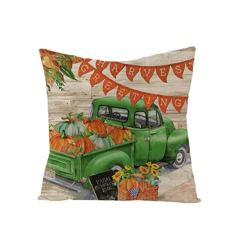 Thanksgiving Pumpkin Pillow Cover Autumn Harvest Cushion Case Sunflower Maple Leaf Polyester Linen Look Decorative Pillowcase