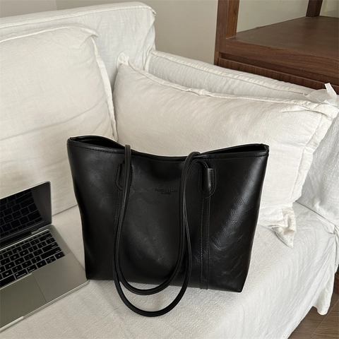 Borsa Tote in Pelle PU Vintage da Donna Grande Capacità Minimalista Sottobraccio Borsa a Tracolla Moda Goffrata Pendolare