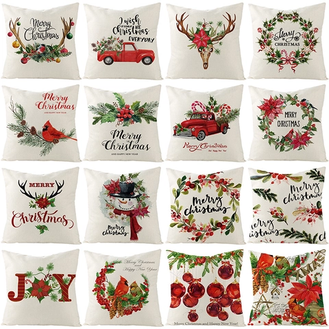 Weihnachten Leinen Dekorative Kissenbezug Weihnachtsmann Rentier Schneemann Muster Kissenbezug Für Zuhause Sofa Party Büro Dekor