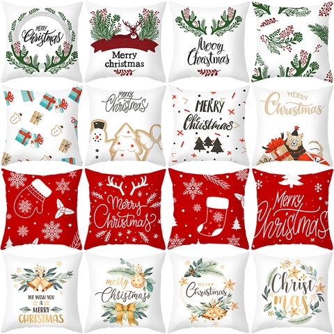 Weihnachten Kissenbezug Pfirsichhaut Dekorativer Kissenhülle Rentier Schneemann Buchstabendruck Sofa Kissenbezug Für Zuhause Dekor