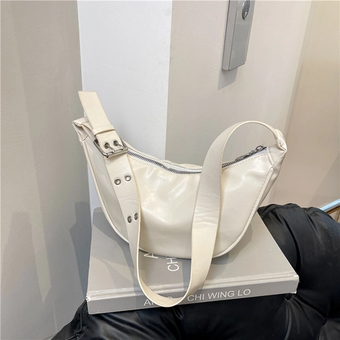 Borsa Hobo In Pelle PU Da Donna Borsa A Spalla A Mezzaluna Con Tracolla Larga Regolabile Minimalista