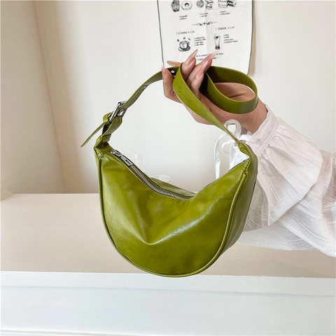 Borsa Hobo In Pelle PU Da Donna Borsa A Spalla A Mezzaluna Con Tracolla Larga Regolabile Minimalista