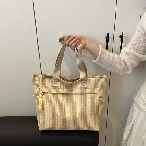 Große Tragetasche Für Damen Gewebte Textur Umhängetasche Pendler Büro Studenten Handtasche Mit Reißverschluss Weiche Stofftasche