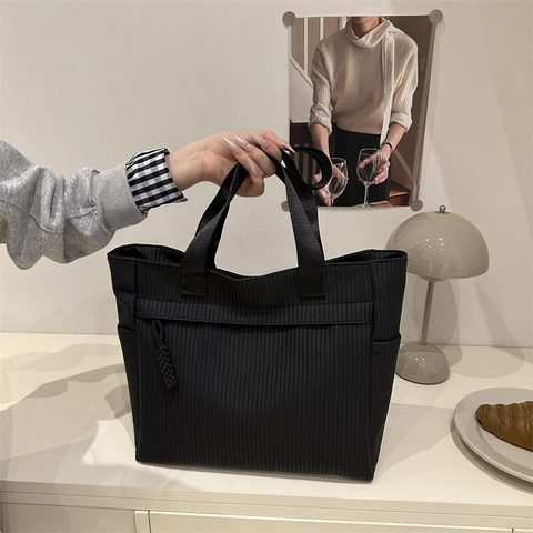 Große Tragetasche Für Damen Gewebte Textur Umhängetasche Pendler Büro Studenten Handtasche Mit Reißverschluss Weiche Stofftasche