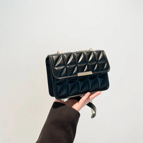 Borsa a Spalla Trapuntata in Pelle PU da Donna Minimalista Urbano Piccola Borsa Quadrata con Tracolla a Catena