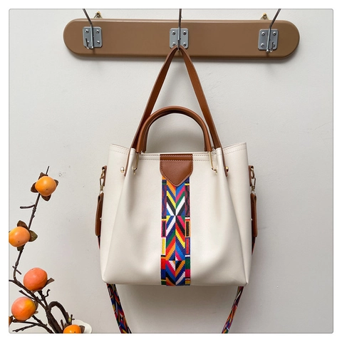 Borsa Tote da Donna in Pelle PU Con Tracolla Pochette E Porta Carte Cinturino Geometrico Etnico Borsa a Spalla Moda