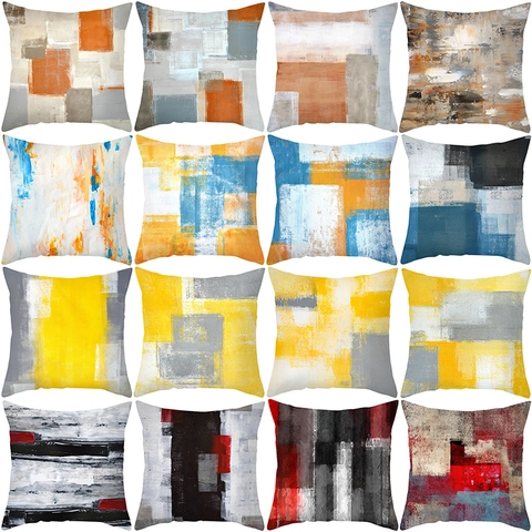 Abstract Watercolor Oil Painting Throw Pillowcase Modern Minimalist Soft Fabric Cushion Cover Home Decor Sofa Pillowcase