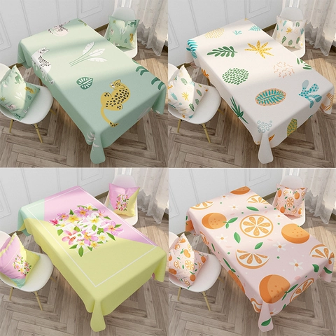 Waterdicht Polyester Linnen Tafelkleed Noords Fris Stijl Botanisch Rendier Bloemenpatroon Rechthoekige Eettafel Cover Huis Keuken Decoratie