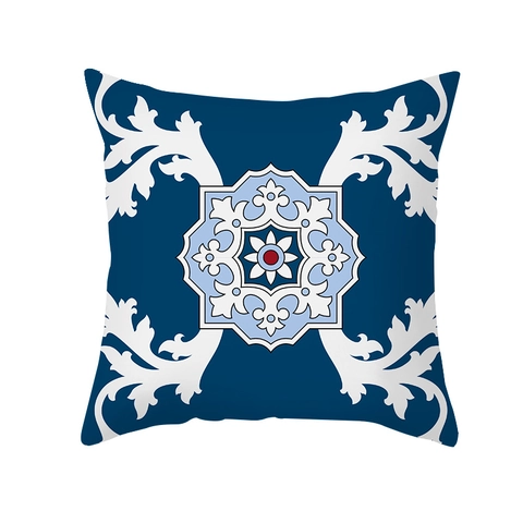 Geometric Mandala Pattern Pillowcase Decorative Peach Skin Cushion Cover Soft Square Throw Pillow Case For Sofa Home Office Decor