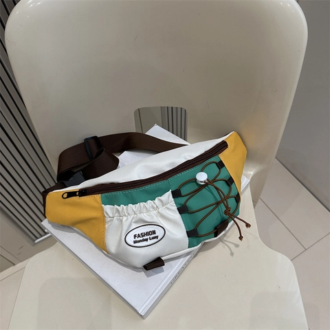 Marsupio Patchwork Da Donna Borsa Da Petto In Pelle PU Blocchi Di Colore Tracolla Regolabile Borsa A Tracolla Casual Per Sport