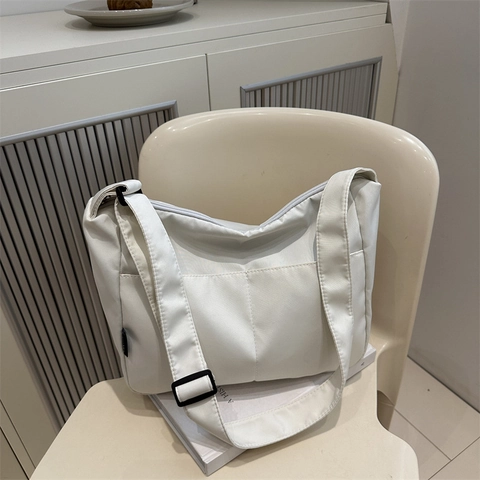 Women Nylon Crossbody Bag Waterproof Large Capacity Minimalist Casual Shoulder Bag With Adjustable Strap Double Pockets