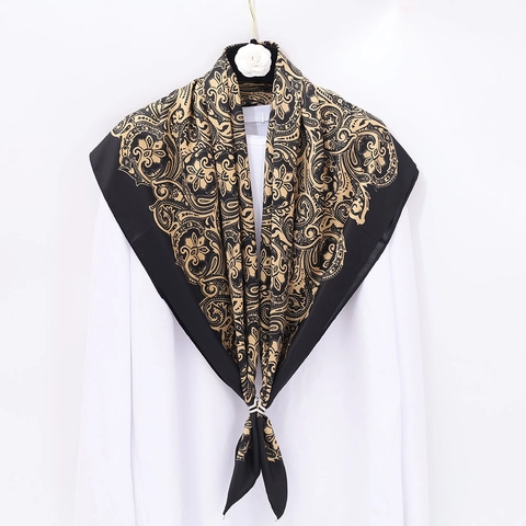 Retro Paisley Satin Square Scarf Twill Satin Like Bandana For Women Office Casual Daily Hijab Luxury Fashion Accessory
