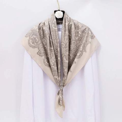 Retro Paisley Satin Square Scarf Twill Satin Like Bandana For Women Office Casual Daily Hijab Luxury Fashion Accessory
