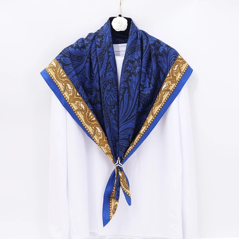 Women Vintage Paisley Print Satin Square Scarf Retro Bohemian Bandana Headscarf For Daily Travel Office Hijab Scarf