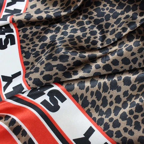 Pañuelo Cuadrado De Satén Con Estampado De Leopardo Para Mujer Elegante Bufanda De Cuello Accesorio De Moda
