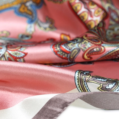 Elegantes Satin Quadratisches Tuch Vintage Paisley Blumendruck Retro Kopftuch Hijab Halswickel Mode Accessoire Für Damen
