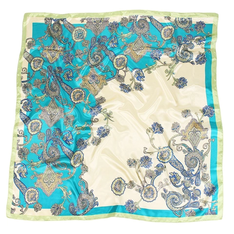 Vintage Paisley Printed Square Scarf Faux Satin Satin Headwrap Hijab Elegant Neck Wrap For Women