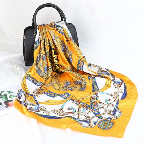 Seidiger Satin Quadratischer Schal Paisley Print Vintage Barock Muster Mode Kopftuch Hijab Schal Accessoire Für Frauen Elegant