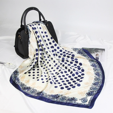 Vintage Gepunktetes Quadratisches Halstuch Satin Satinnimitat Paisley Muster Stirnband Halstuch Für Damen Büro Dame
