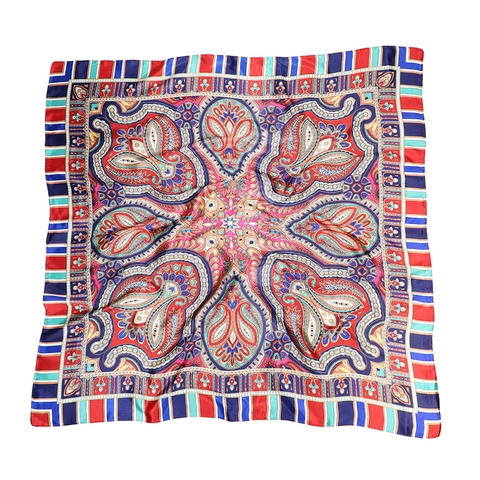 Retro Paisley Print Satin Square Scarf Satin Like Bandana Headscarf For Women Bohemian Style Hijab Shawl Wrap